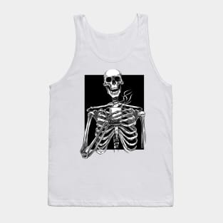 Halloween skeleton drinking coffee black Tank Top